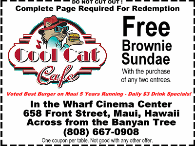 Cool Cat Cafe - Free brownie sundae with the purchase of two entrees!