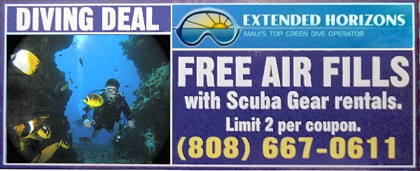 Extended Horizons Scuba Shop Maui - Free Air ReFills with Scuba Dive Gear Rentals