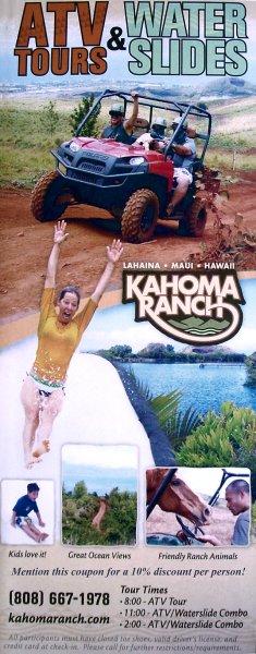 Kahoma Ranch ATV Tours and Water Slides. 10% Discount per person.