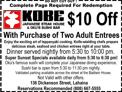 Kobe Japanese Steak House, $10 Off with purchase of two adult entrees