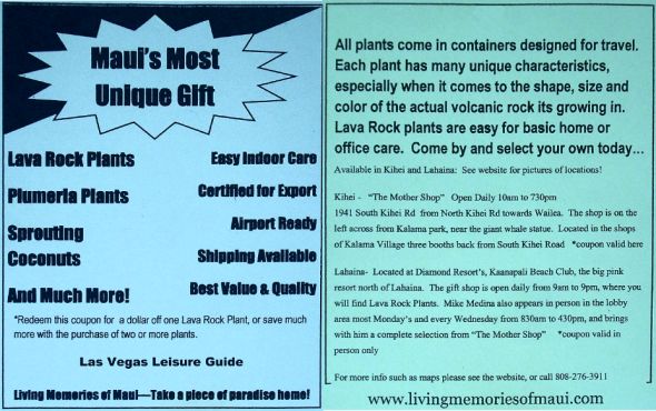 Living Memories of Maui, $1 off Lava Rock Plants