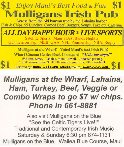 Mulligan's Irish Pub at the Wharf discount coupon. $1 Off $10 purchase.