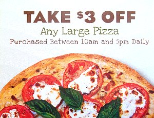 Take $3 off any large pizza at Pizza Paradiso Mediterranean Grill, Honokowai, Maui